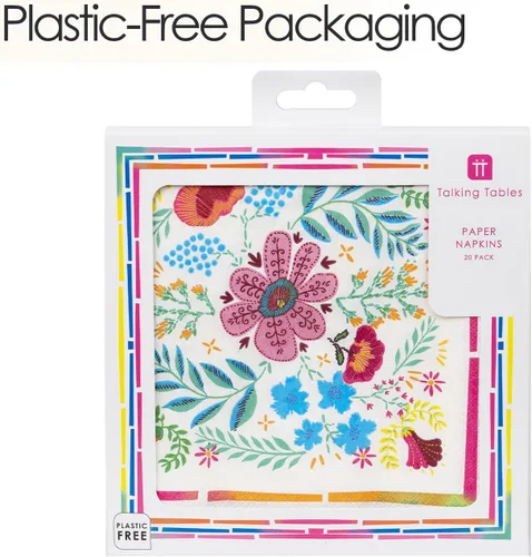 Miniatura 3 de Talking Tables 20 servilletas de papel bohemias desechables de 13 pulgadas, servilletas mexicanas de verano, decoraciones del Cinco de Mayo, diseño