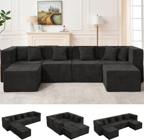 Miniatura 32 de MONVANE 55.5" Convertible Loveseat Sofa, 2-in-1 Boneless Sleeper Sofa Bed Futon Couch with Storage Pocket, Comfy Chenille Deep Seat Boneless Couch