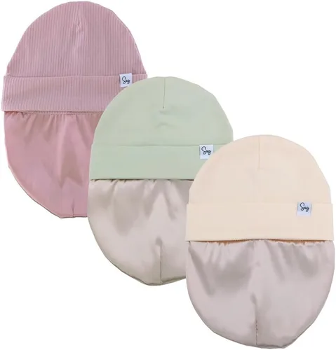 Miniatura 131 de Gorro de punto para recién nacido, para niños y niñas, con forro de satén sedoso, gorro para niños pequeños