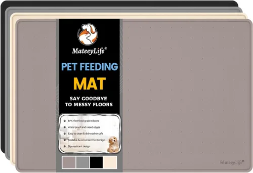 Miniatura 17 de MateeyLife Tapete de silicona para comida para gatos y perros para pisos, impermeable, antideslizante para alimentos y agua, tapete de alimentación