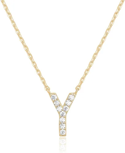 Miniatura 107 de PAVOI 14K White Gold Plated Cubic Zirconia Initial Necklace Letter Dainty Necklaces for Women