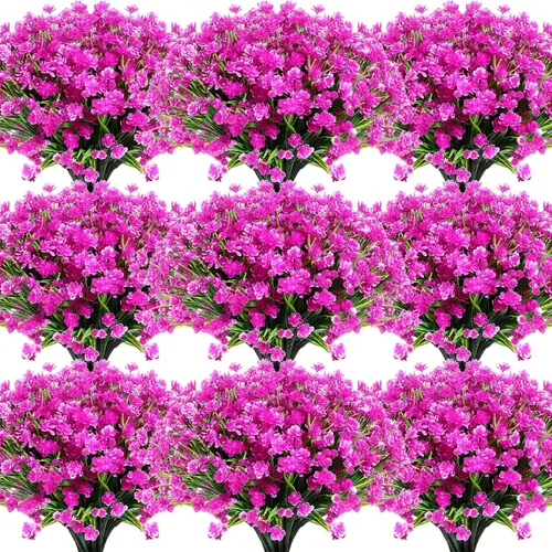 Miniatura 9 de Hoteam 40 paquetes de flores artificiales para exteriores, resistentes a los rayos UV, plantas de plástico para exteriores, primavera, verano
