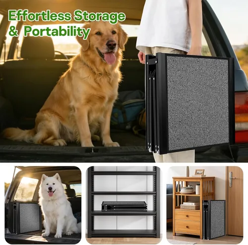 Miniatura 9 de Rampa para perros para automóvil, rampas para perros grandes, rampas plegables para perros al aire libre para escaleras, hasta 300 libras