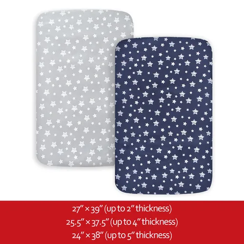 Miniatura 5 de Pack and Play Sheets - Juego de sábanas para cuna para niño, sábana bajera elástica para cuna, compatible con Graco Pack n Play, material suave