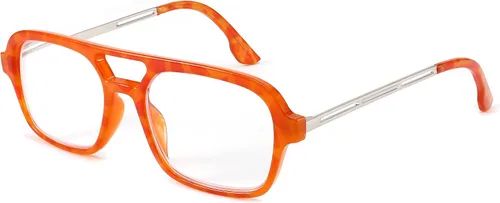 Miniatura 8 de FEISEDY Gafas de lectura retro cuadradas con bloqueo de luz azul para mujeres y hombres de los años 70, anteojos planos de aviador antifatiga