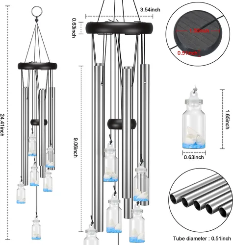 Miniatura 4 de Virekm Campanillas de Viento al Aire Libre en Oferta, Campanillas de Puerta para Exterior, Campanillas de Simpatía para Decoración de Patio