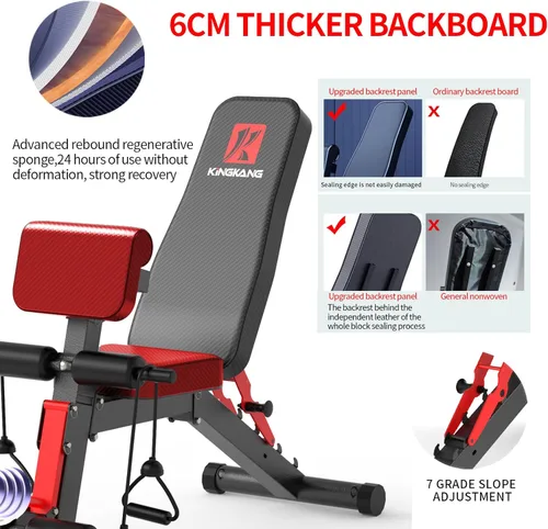 Miniatura 5 de K KiNGKANG Adjustable Weight Bench,1050 lbs Foldable Workout Bench with 8 Back Positions, Incline Decline Flat Exercise Bench for Home Gym Full Body