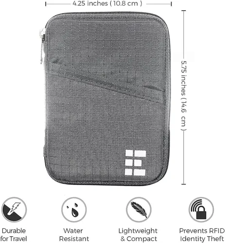Miniatura 6 de Zero Grid Passport Wallet - Travel Document Holder wRFID Blocking