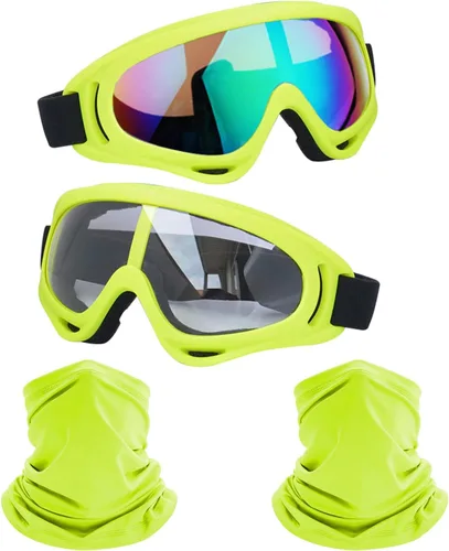 Miniatura 15 de LJDJ Gafas de motocicleta, paquete de 2 unidades, para motocross, ATV, motocross, senderismo, protección con 2 unidades de máscara bandana