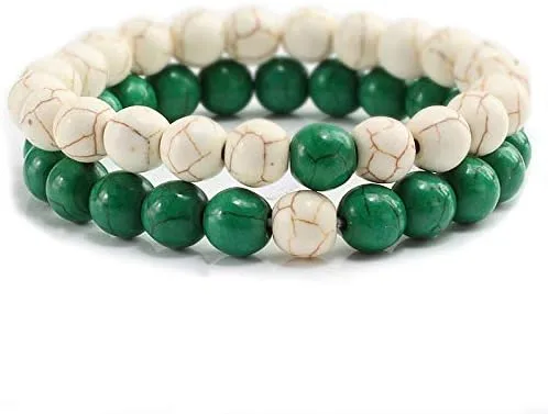 Miniatura 5 de Juego de 2 pulseras de chakras de distancia de piedra natural para hombres y mujeres, pulseras y brazaletes de yoga, joyería para mejores amigos