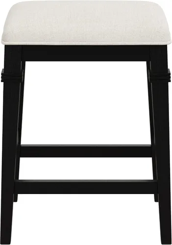 Miniatura 10 de Hillsdale, Arabella Taburete de madera sin respaldo con patas cónicas, cepillo de alambre negro