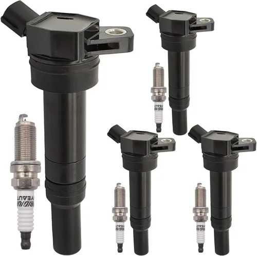 OYEAUTO Paquete de bobina de encendido UF651 27300-2E000 y bujías de iridio 18851-11070 Juego de 4 Compatible con Hyundai Tucson, Elantra, Elantra