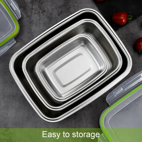 Miniatura 6 de UPTRUST Recipientes de acero inoxidable para almacenamiento de alimentos, tapas herméticas y a prueba de fugas, juego de 5 recipientes, aptos