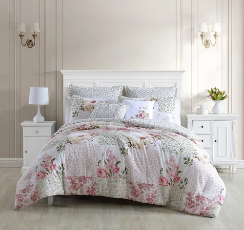 Miniatura 23 de Laura Ashley - Juego de edredón tamaño King, juego de ropa de cama reversible de algodón, incluye fundas a juego con fundas europeas y fundas