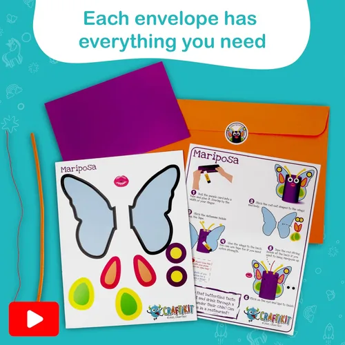Miniatura 7 de Craftikit® - Kit galardonado de 20 manualidades de animales para niños de 3 a 10 años, kits de manualidades con todo incluido, divertida caja