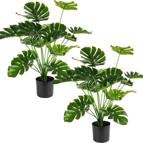 Toopify 28" Paquete de 2 Plantas Artificiales Grandes Palmera Artificial en Maceta para Decoración de Interior y Exterior del Hogar y Oficina