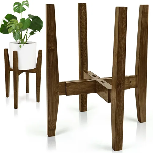 Miniatura 8 de Soporte para plantas de interior, soporte ajustable de bambú para plantas, estante moderno para macetas, estante para plantas, se adapta a macetas
