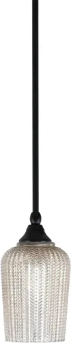 Miniatura 200 de Toltec Lighting Tallo Colgado Mini colgante, acabado de cobre negro, 3.5" cuadrado humo burbuja vidrio