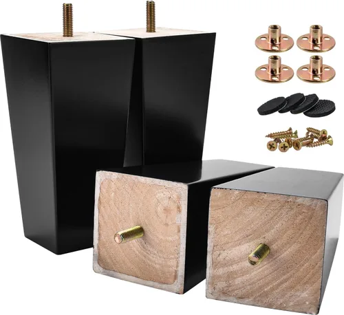Miniatura 9 de Patas para muebles de madera maciza de 8 pulgadas, 4 pies de repuesto de pirámide de madera moderna de mediados de siglo con pernos roscados de 5/16