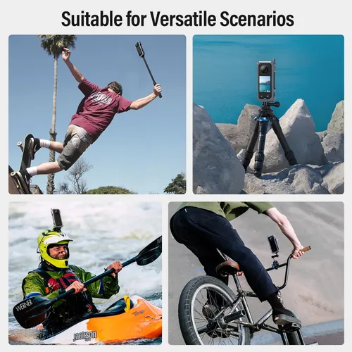 Miniatura 7 de SIRUI Jaula de cámara para Insta360 X3, funda protectora de aluminio para Insta360 X3 con cubierta de lente, dedos plegables, rosca de 1/4 pulgadas
