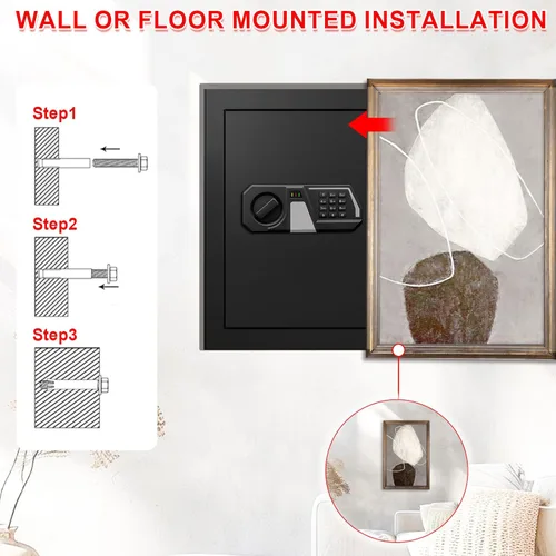Miniatura 6 de Cajas fuertes grandes de 3.4 pulgadas para uso doméstico, caja de seguridad digital para el hogar, impermeable, con teclado programable, llaves