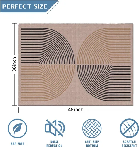 Miniatura 2 de Tapete para silla de oficina para suelo de madera dura, a cuadros negros y blancos, 36 x 48 pulgadas, tapete antideslizante para silla