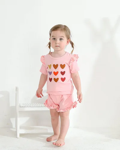 Miniatura 5 de Mioglrie Ropa para bebé niña con volantes y pantalones cortos, conjunto de ropa para niñas pequeñas