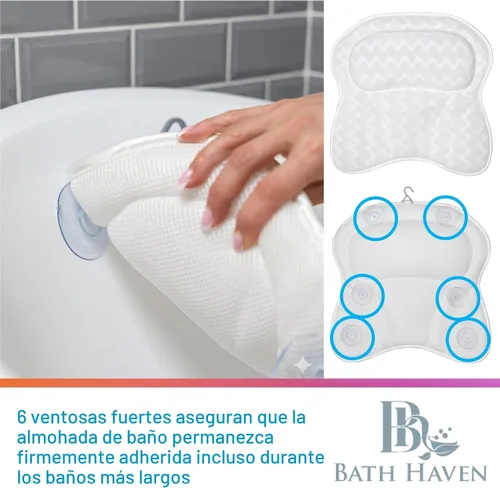 Miniatura 4 de Almohada de baño para hombres y mujeres de lujo, cojín ergonómico para cuello, cabeza y hombros Blanco