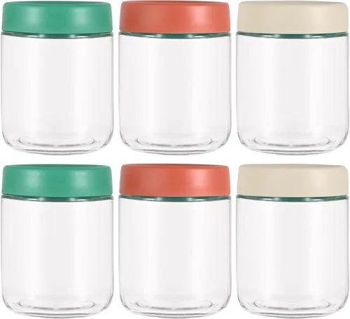 Miniatura 11 de Hoa Kinh - Tarros de almacenamiento de alimentos de vidrio con tapas, 10 onzas, paquete de 4 tarros pequeños de vidrio a prueba de fugas para avena