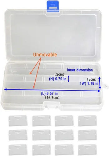 Miniatura 8 de Qualsen Organizador de 15 cuentas con divisores ajustables (paquete de 4), organizador de caja de aparejos y pequeña caja organizadora de plástico