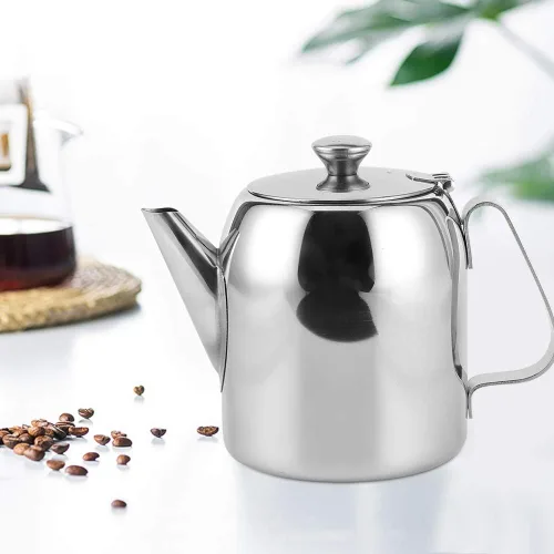Miniatura 4 de Cafetera, tetera de acero inoxidable de grado alimenticio, tetera de té de boquilla corta, olla de agua redonda duradera para restaurante, hogar