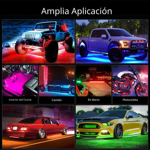 Miniatura 8 de Nilight 6 piezas de luces de neón para la parte baja del auto, tiras de luces RGB multicolores de 300 LEDs, función activa de sonido DIY, modo