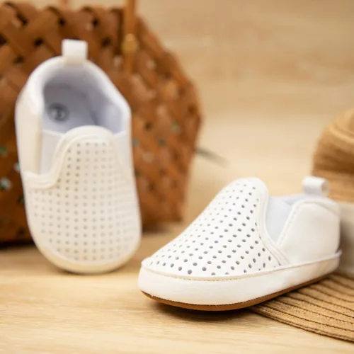 Miniatura 4 de Meckior - Zapatos para recién nacidos, tipo mocasines de lona con suela suave para recién nacidos, bebés, niños y niñas que estén dando sus primeros