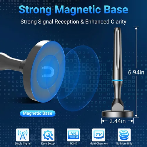 Miniatura 4 de Antena de TV digital 2026 para Smart TV en interiores, antena de TV HD de largo alcance para canales locales con amplificador de señal, recepción