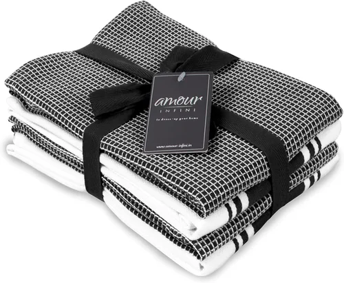 Miniatura 9 de AMOUR INFINI Toallas de cocina 100% algodón, paquete de 4, altamente absorbentes, de secado rápido, toallas de cocina a rayas de primera calidad