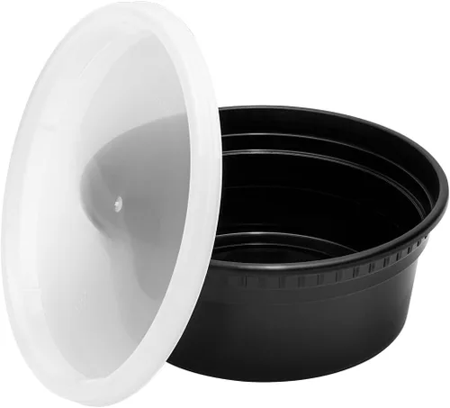Miniatura 6 de Karat [8oz - 240 ct PP negro moldeado por inyección redondo recipientes de delicatessen con tapas (FP-IMDC8-PPB)