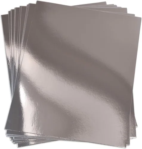Miniatura 8 de Gift Boutique 60 piezas de papel de cartulina plateado metálico, hojas de tablero de aluminio, superficie con acabado espejo para invitaciones
