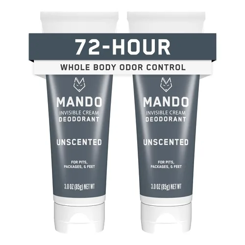 Miniatura 9 de Mando Desodorante para todo el cuerpo para hombres, crema invisible, control de olores de 72 horas, sin aluminio, sin bicarbonato de sodio, seguro