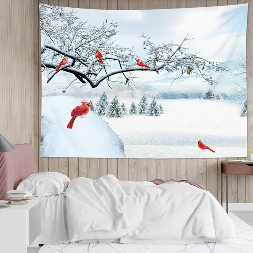 Miniatura 27 de HVEST Tapiz de cielo estrellado, nieve, montaña, para colgar en la pared, bosque de pinos, tapices para dormitorio, sala de estar, decoración