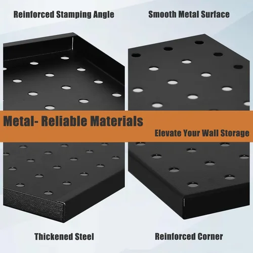 Miniatura 6 de PBHEPJ 4 paneles de metal para tablero de clavijas, tableros de clavijas resistentes para almacenamiento de herramientas de garaje y jardín, incluye