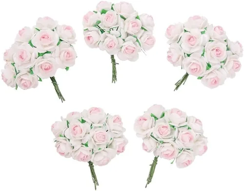 Miniatura 7 de 50 mini rosas de papel de morera hechas a mano, 0.709 in, flores de papel de morera, álbumes de recortes, boda, manualidades, bricolaje