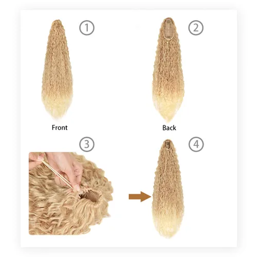 Miniatura 5 de BHF Extensiones de cola de caballo orgánicas de 32 pulgadas + 30 pulgadas, con cordón negro, extensiones de cabello extralargas con clip para mujer