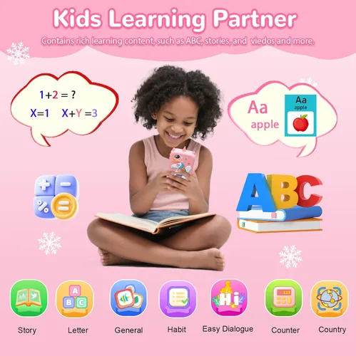 Miniatura 4 de Lapare - Teléfono inteligente para niñas, regalos de Navidad y cumpleaños para niñas de 3 a 10 años, juguetes para niños, teléfono celular de rosa01