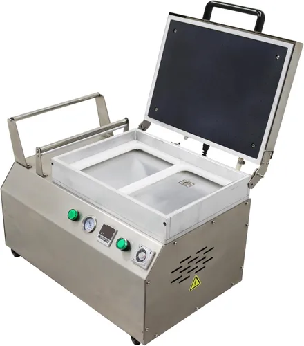 Miniatura 2 de Máquina de montaje al vacío de banco Máquina de envasado al vacío de escritorio con dos ranuras, sellador al vacío de cámara comercial para carne