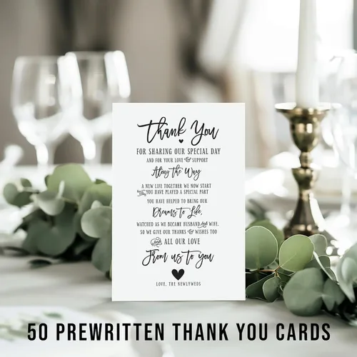 Miniatura 3 de Your Main Event Prints 50 tarjetas de agradecimiento de boda, perfectas para añadir a centros de mesa y decoraciones de boda para recepciones
