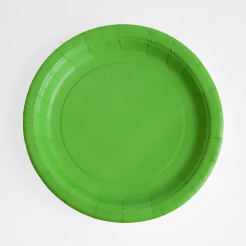 Miniatura 2 de Platos redondos de papel de postre color verde lima, 7 pulgadas (paquete de 20), platos de fiesta vibrantes para golosinas apetitosas, perfectos