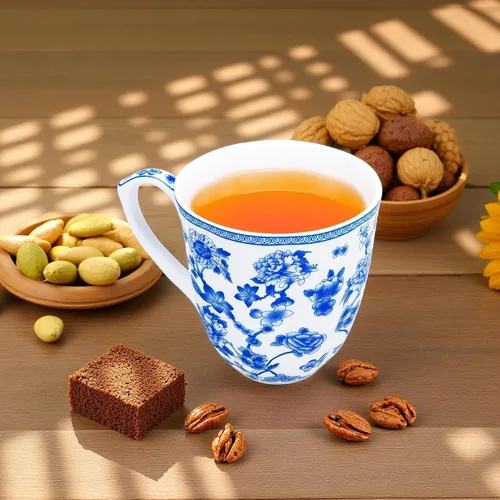 Miniatura 6 de Taza floral de porcelana de hueso de 14 onzas, taza de café floral para mujeres y hombres, taza de té de café de porcelana de hueso con asa cómoda