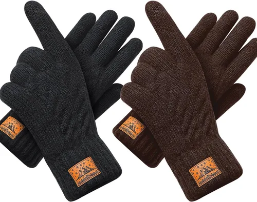 Guantes de invierno para hombres y mujeres, guantes cálidos para pantalla táctil, para clima frío, guantes térmicos de lana para adultos, para