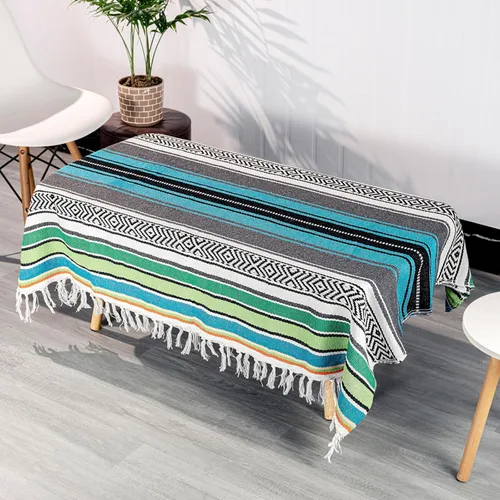 Miniatura 10 de Airooglee Manta mexicana grande de 69 pulgadas de largo x 51 pulgadas de ancho, perfecta para yoga, al aire libre, playa, serape, pícnic, camping