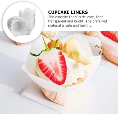 Miniatura 2 de Kichvoe 100 piezas de papel antiaceite para tartas pequeñas, envoltura de muffins, mini tazas de papel para hornear, magdalenas, taza para hornear